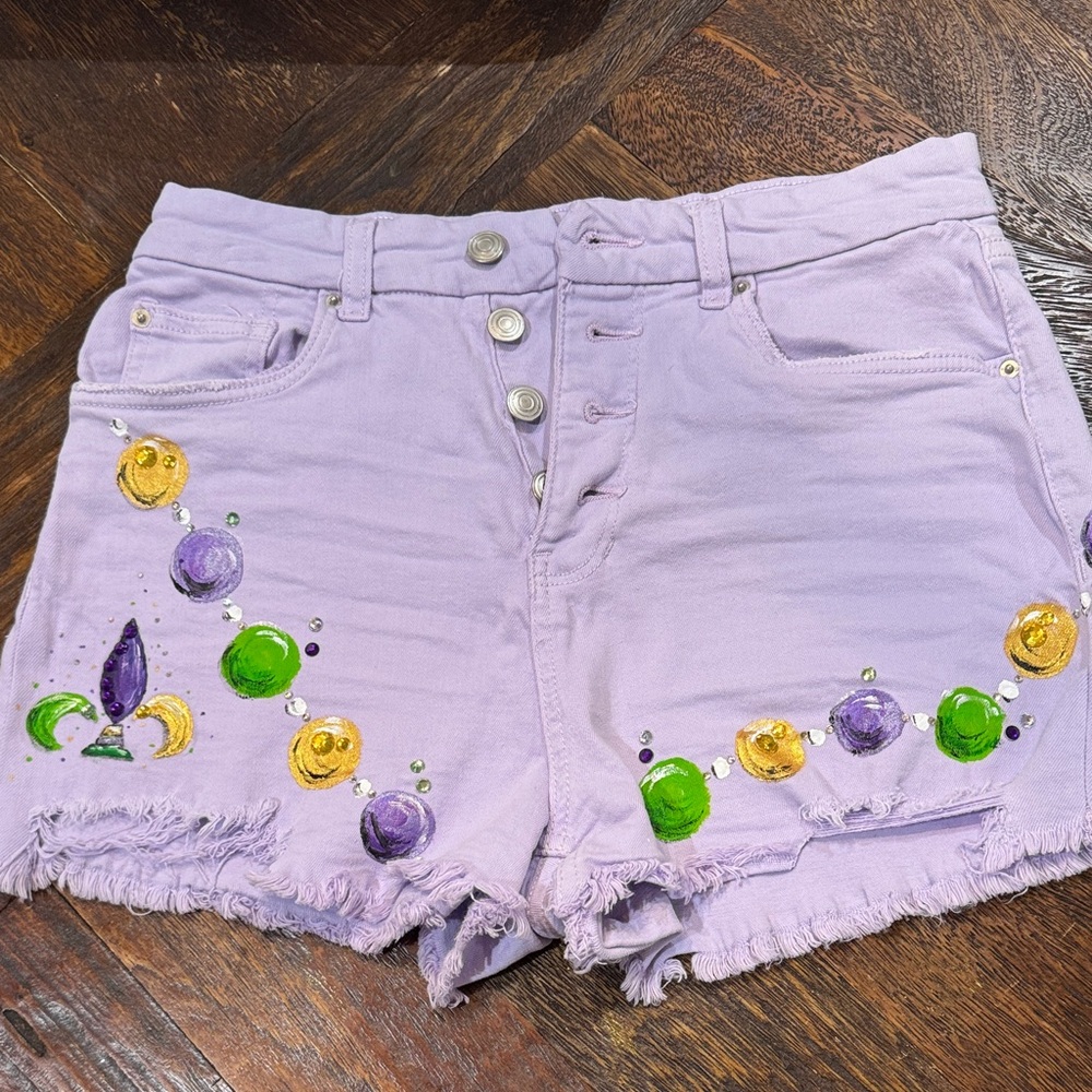 Lavender Embellished Shorts